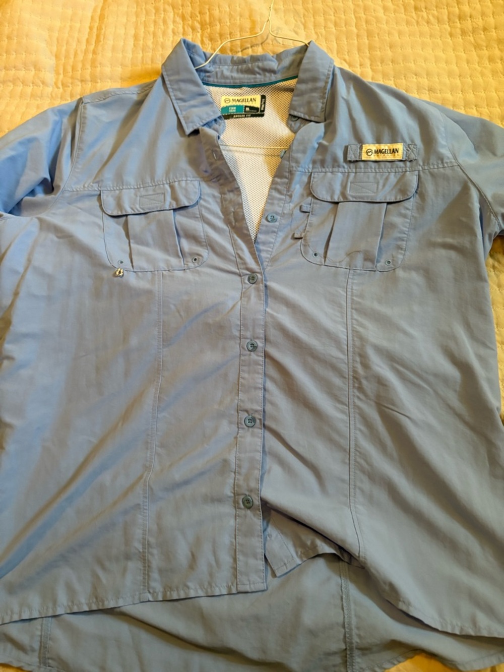 Magellan Outdoors Light Blue Fishing Shirt with Mesh Lining
